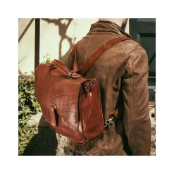 Aktówka - plecak biznesowy z certyfikowanej włoskiej skóry "Toscana" Czarny