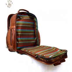 Bardzo duży i dobrze wyposażony skórzany plecak podróżny "Santacroce"