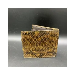 Brązowy portfel z prawdziwej skóry pytona w całości wykonany ręcznie