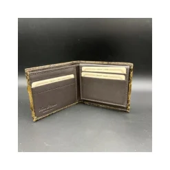 Brązowy portfel z prawdziwej skóry pytona w całości wykonany ręcznie