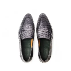 Buty męskie Mokasyny skóra Krokodyla Szary