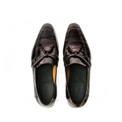 Buty męskie Mokasyny skóra Krokodyla Kawowy Nappe