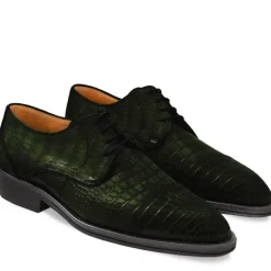 Buty męskie Skóra gładka z krokodyla zielony ciemny