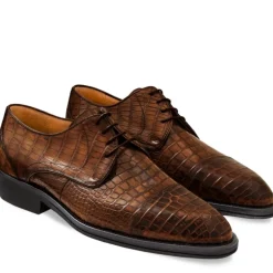 Buty męskie Skóra gładka z krokodyla brązowy