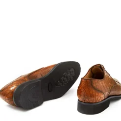 Buty męskie Skóra gładka z krokodyla Koniak