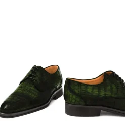 Buty męskie Skóra gładka z krokodyla zielony ciemny