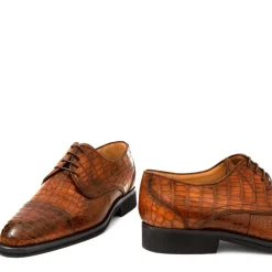 Buty męskie Skóra gładka z krokodyla Koniak