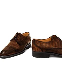 Buty męskie Skóra gładka z krokodyla brązowy