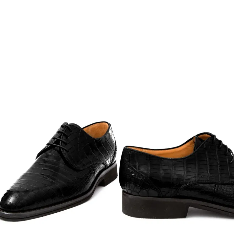 Buty męskie Skóra gładka z krokodyla czarny