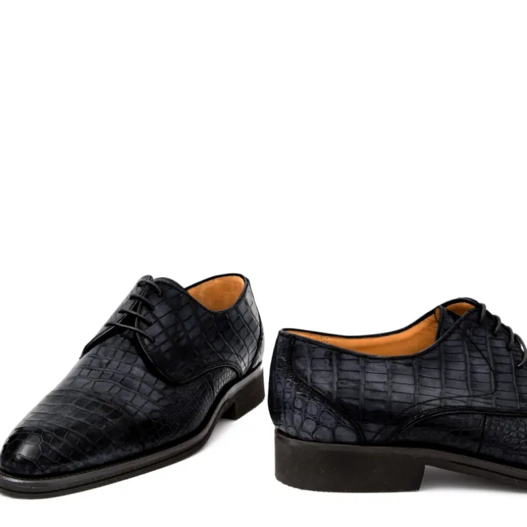 Buty męskie Skóra gładka z krokodyla szary ciemny