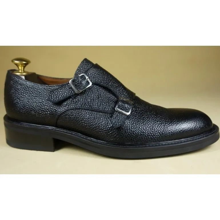 Buty męskie skórzane ze sprzączką "Narciso"