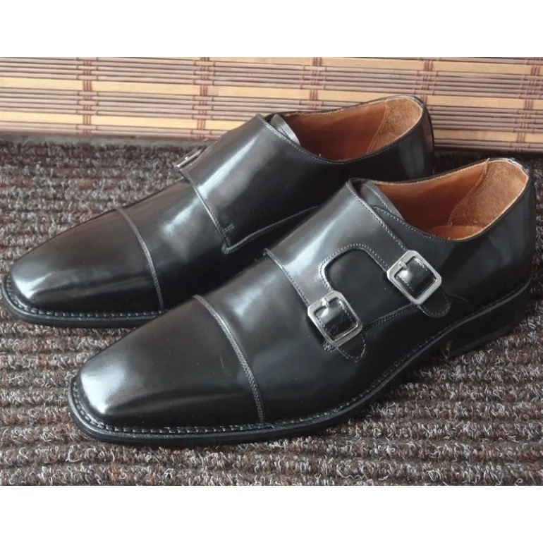 Buty męskie skórzane ze sprzączką "Edoardo"