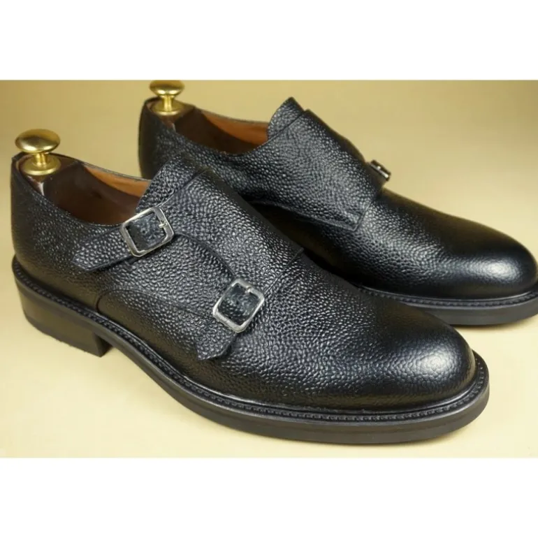 Buty męskie skórzane ze sprzączką "Narciso"