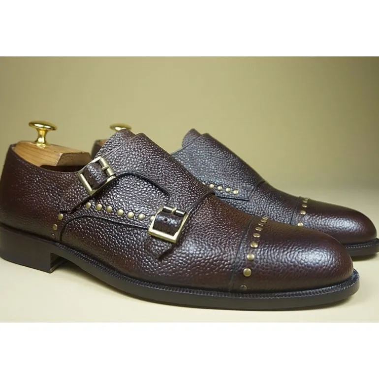 Buty męskie skórzane ze sprzączką "Lorenzo"