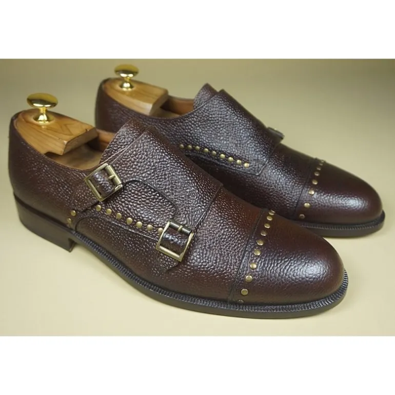 Buty męskie skórzane ze sprzączką "Lorenzo"