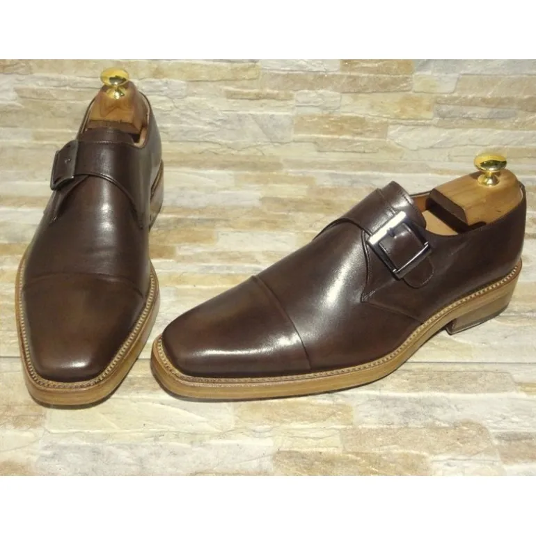 Buty męskie skórzane ze sprzączką "Carlo"