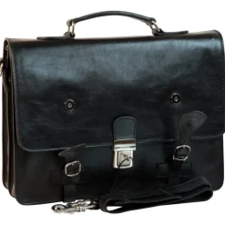 Ekskluzywna aktówka z licowej skóry cielęcej. "Toruń" czarny