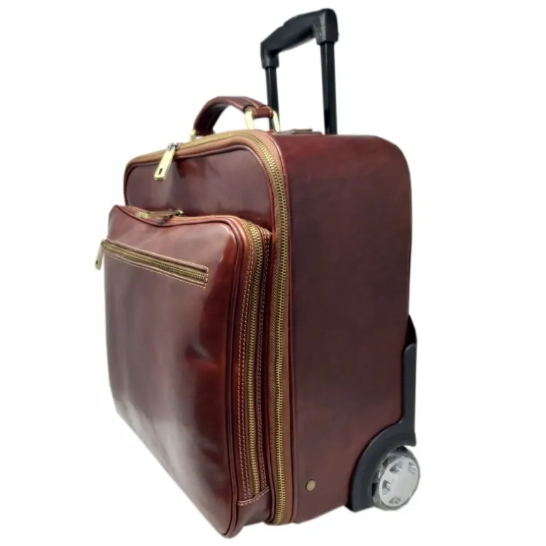 Ekskluzywny walizka na kółkach z prawdziwej włoskiej skóry "Brunello" CZ