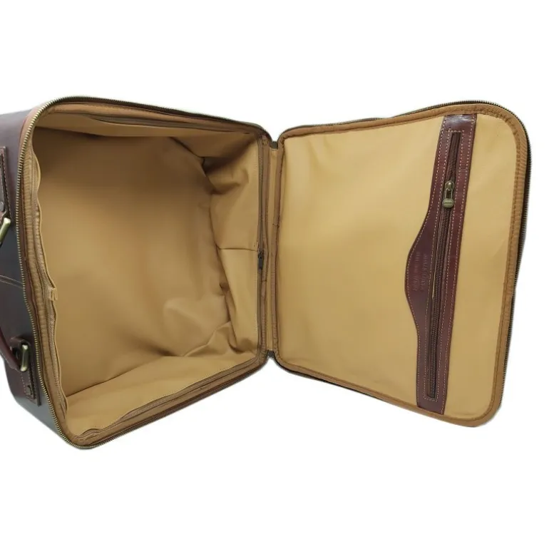 Ekskluzywny walizka na kółkach z prawdziwej włoskiej skóry "Brunello" CZ