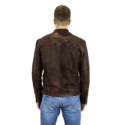 Elegancka kurtka skórzana męska "Deep" Brązowy