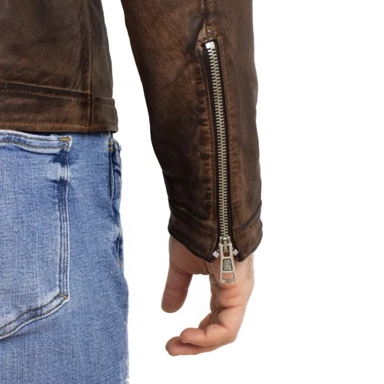 Elegancka kurtka skórzana męska "Deep" Czarny