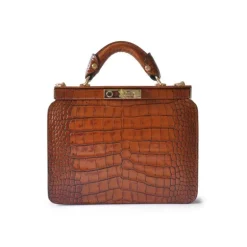 Elegancka skórzana torebka damska z krokodylim wzorem. "Vittoria Colonna" K153