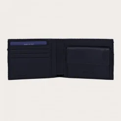 Granatowy portfel z prawdziwej skóry pytona z kieszonką na monety