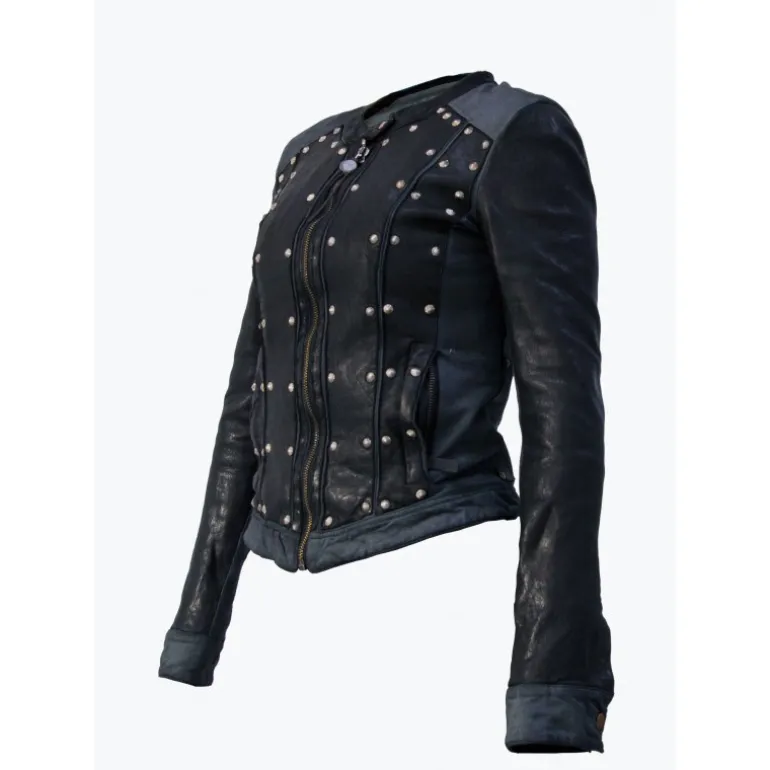 Kurtka skórzana Damska "Strisce e borchie"