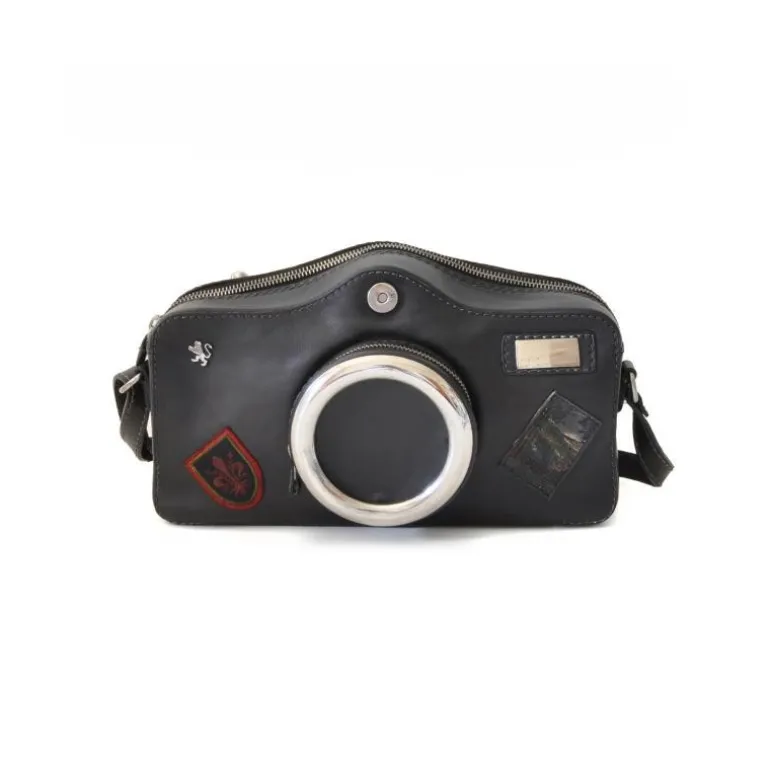 Listonoszka damska skórzana z zamknięcie metalowy zamek błyskawiczny. "Fotocamera"