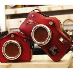 Listonoszka damska skórzana z zamknięcie metalowy zamek błyskawiczny. "Fotocamera"