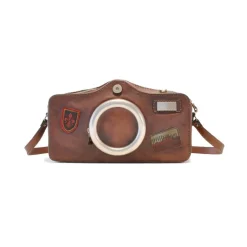 Listonoszka damska skórzana z zamknięcie metalowy zamek błyskawiczny. "Fotocamera"