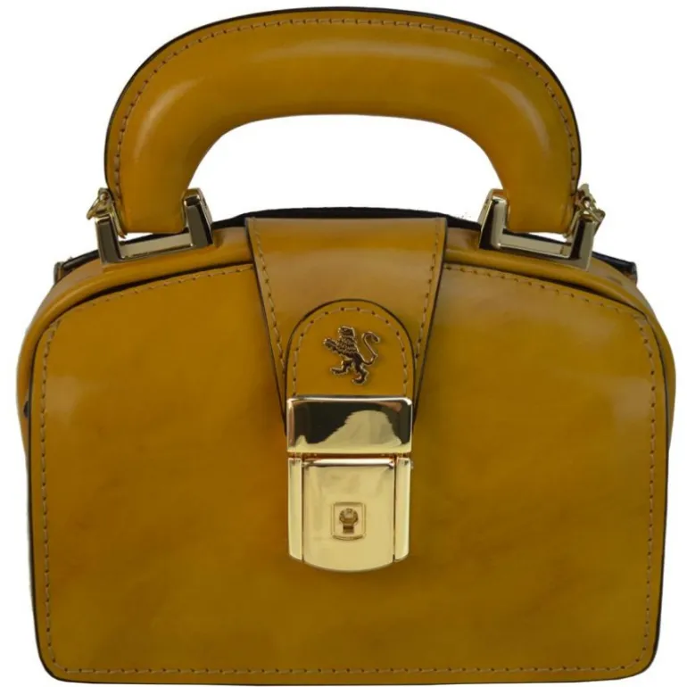 Mała elegancka skórzana listonoszka na rączce. "Lady Brunelleschi" R120/18