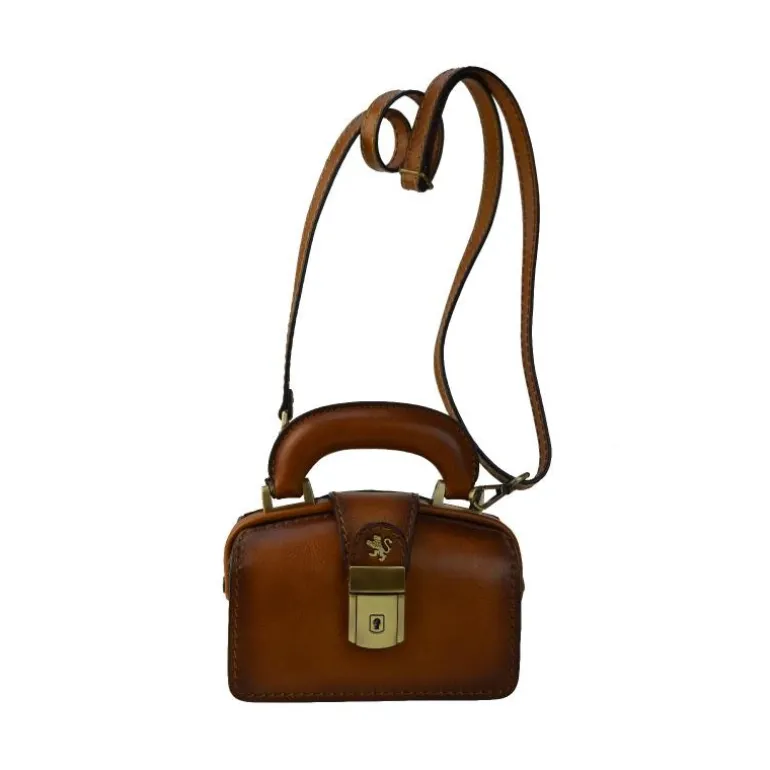 Mała elegancka skórzana listonoszka na rączce. "Lady Brunelleschi" B120/18