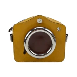 Mała listonoszka skórzana wykonana na wzór aparatu fotograficznego. R444P