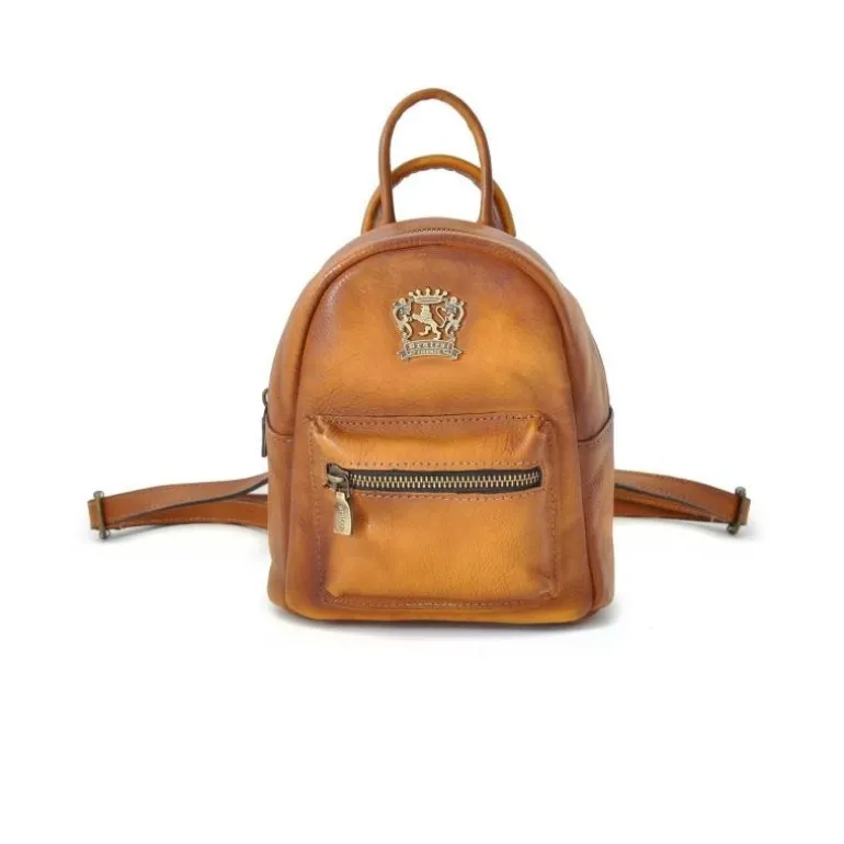 Mały damski plecak ze skóry z kieszonką z przodu. "Mia"