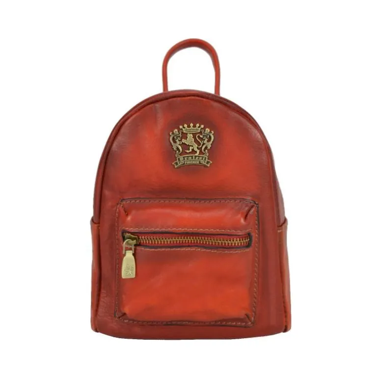 Mały damski plecak ze skóry z kieszonką z przodu. "Mia"