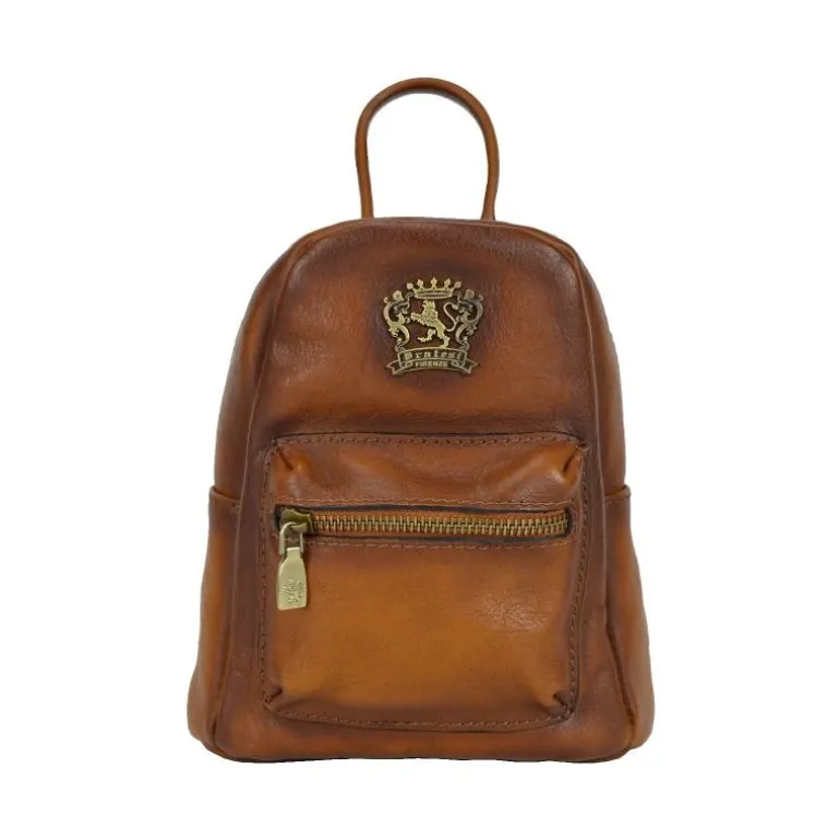 Mały damski plecak ze skóry z kieszonką z przodu. "Mia"