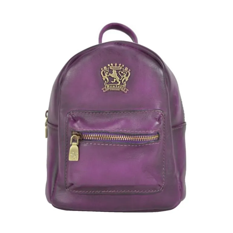 Mały damski plecak ze skóry z kieszonką z przodu. "Mia"