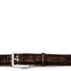 Męski pasek "OLMI" ze skóry krokodyla Kawowy