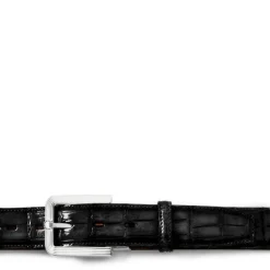 Męski pasek "OLMI" ze skóry krokodyla Czarny