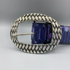 Pasek Damski Skóra z Pytona z kwiatowym wzorem