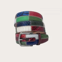 Pasek z prawdziwej skóry pytona i prawdziwej skóry. MULTI