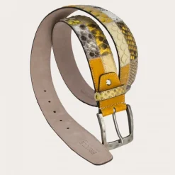 Pasek z prawdziwej skóry pytona i prawdziwej skóry. GI