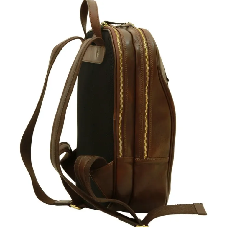 Piękny plecak skórzany na komputer 13" Nowy Sącz Brązowy ciemny