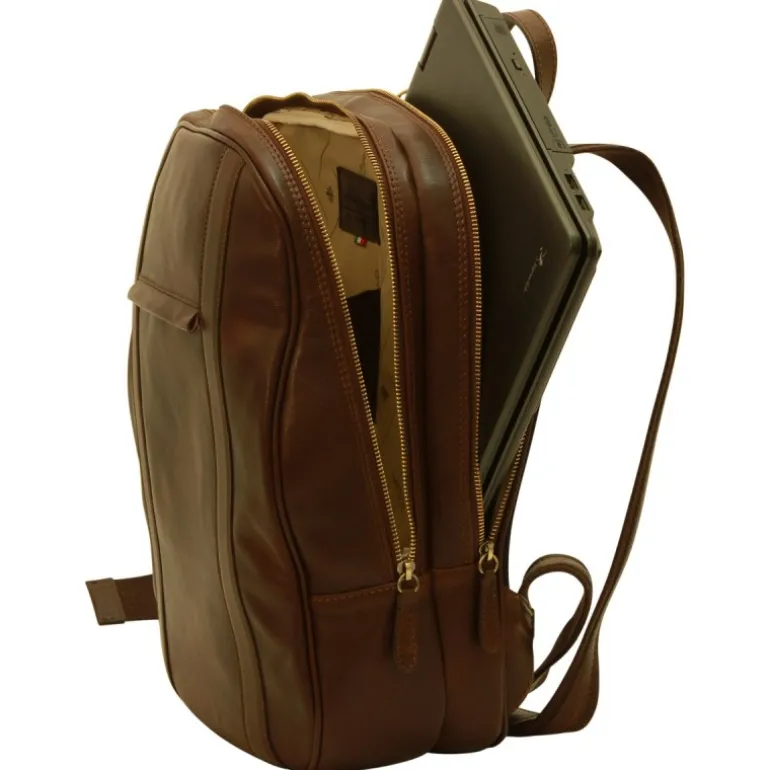 Piękny plecak skórzany na komputer 13" Nowy Sącz Brązowy ciemny