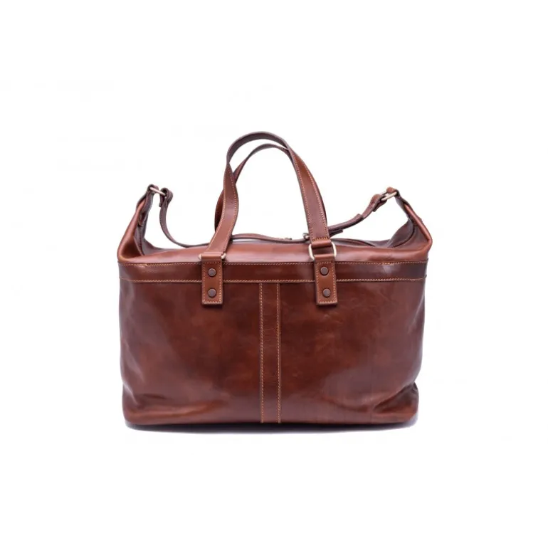 Skórzana torba weekendowa z kieszeniami