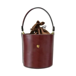 Skórzana torebka damska na rączce z łańcuszkiem "Secchiello" R335