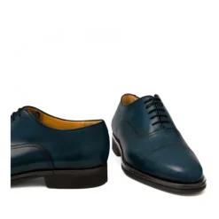Sznurowane buty męskie ze skóry cielęcej postarzanej model Oxford granatowy