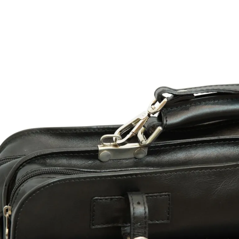 Teczka z uchwytami na parasole z licowej skóry cielęcej "Olsztyn" CZARNY