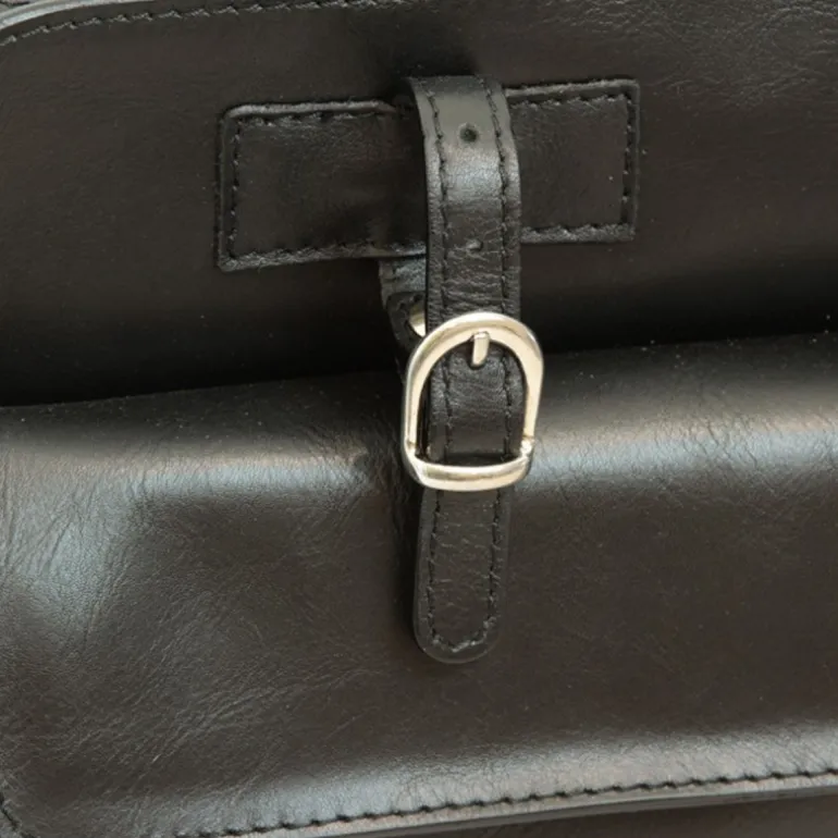 Teczka z uchwytami na parasole z licowej skóry cielęcej "Olsztyn" CZARNY